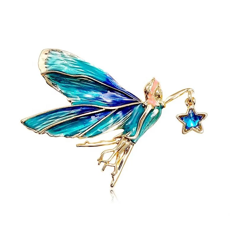 Gold Metal Color Drip Oil Alloy Creative High Grade Clothing Pin Elf Brooch