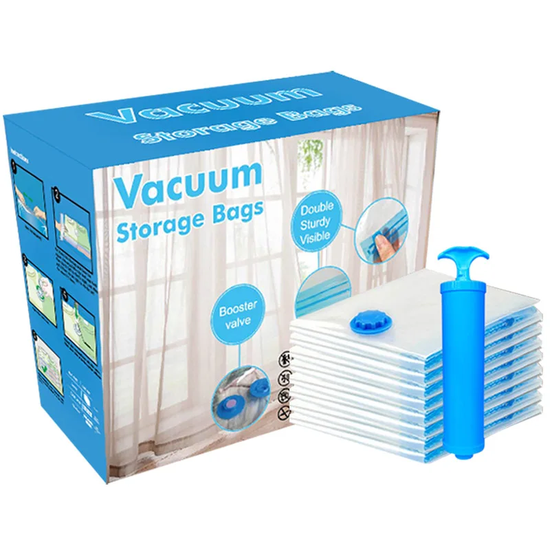 Factory Price Eco Friendly Space Saver Compressed Bag Vacuum Storage Bag Set With Pump For Clothes Mattress
