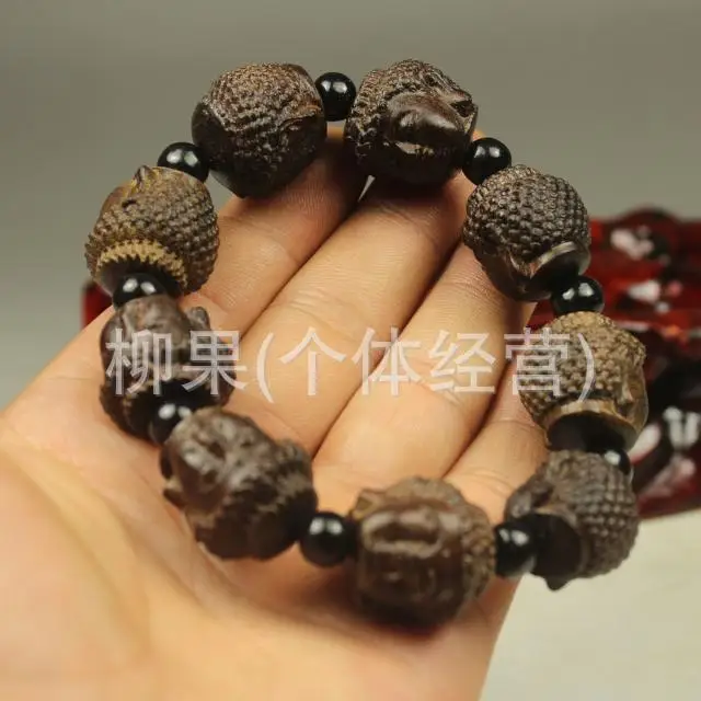 2022Natural Vietnamese Agarwood Buddha Head Bracelet Religious Gift Bead Bracelets Wooden Crafts