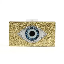 Ladies New Evil Eye Acrylic Portable Dinner Bag Shiny Single Shoulder Diagonal Bag Wedding Dinner Clutch