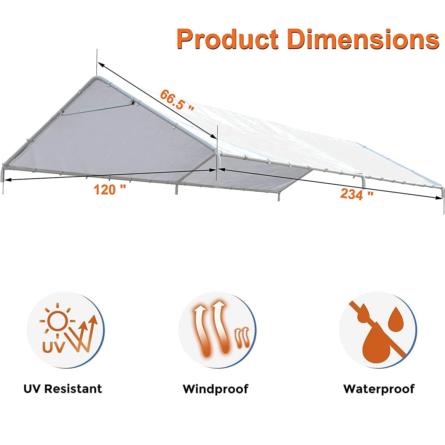 Wholesale 10 x 20 Ft Carport Replacement Canopy Cover with Bungee Ball Cords Garage Top Tent Shelter Tarp Marquee Car tent