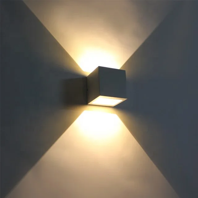 Modern Gold Cubic Luxury  LED 2x3W Outdoor Wall Light Led  Up Down Wall  Decor Mount Lighting  Led Wall Washer light ip54