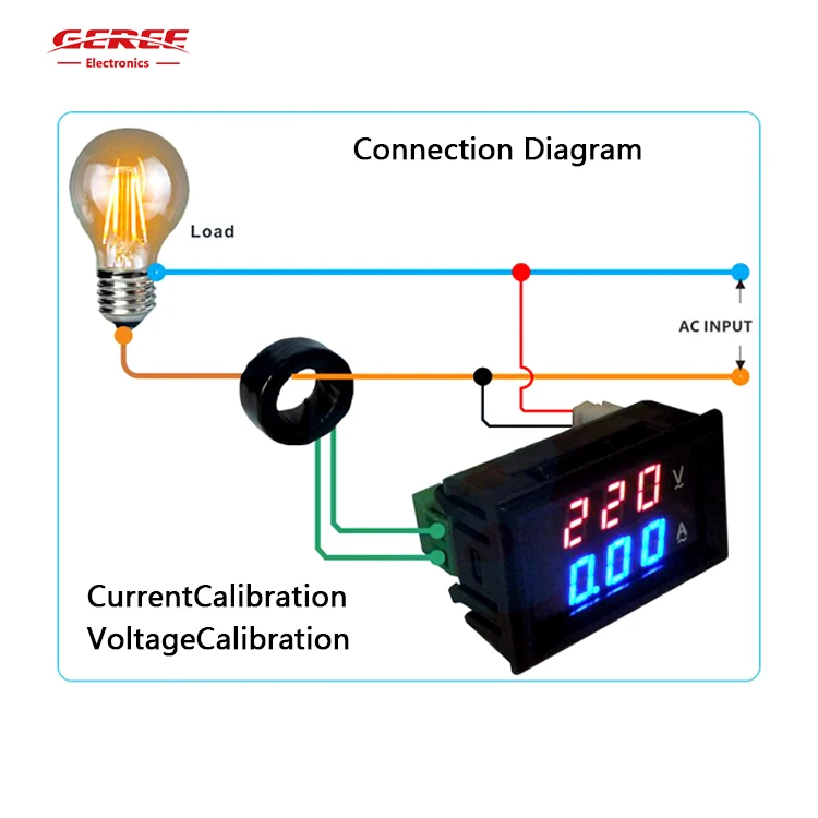 New Product Explosion YB27VA Electronic Wattmeter AC60~500V Voltage and Current Protector 2 in 1 Ammeter Voltmeter Dual Color