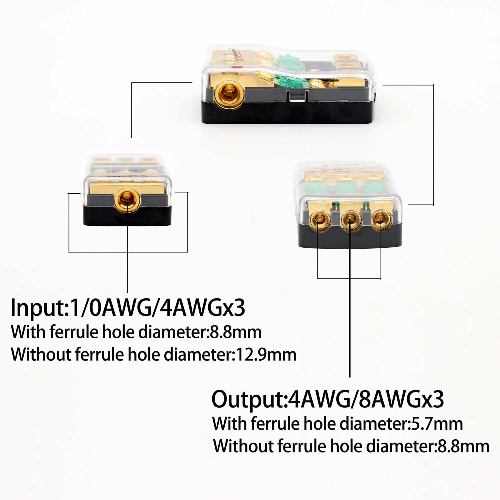 Держатель предохранителя 0/2/4 Калибр до 4/8 Калибр для автомобильного аудио с 60A MANL предохранитель 3 способа