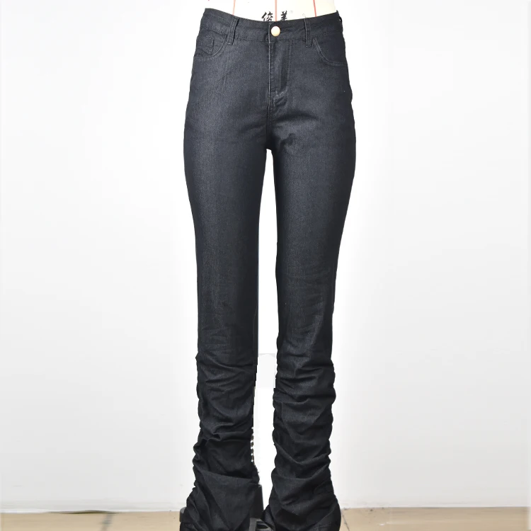 
Hot style fashion wholesale slim extra long folds discounted legs trousers for women 