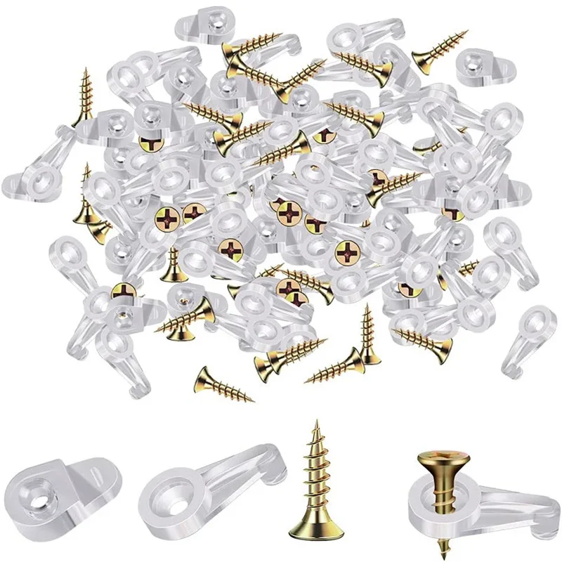 Transparent Cabinet Glass Clips Plastic Mirror Clips For Fixing 4mm Mirror Glass Cabinet Door Window Hardware