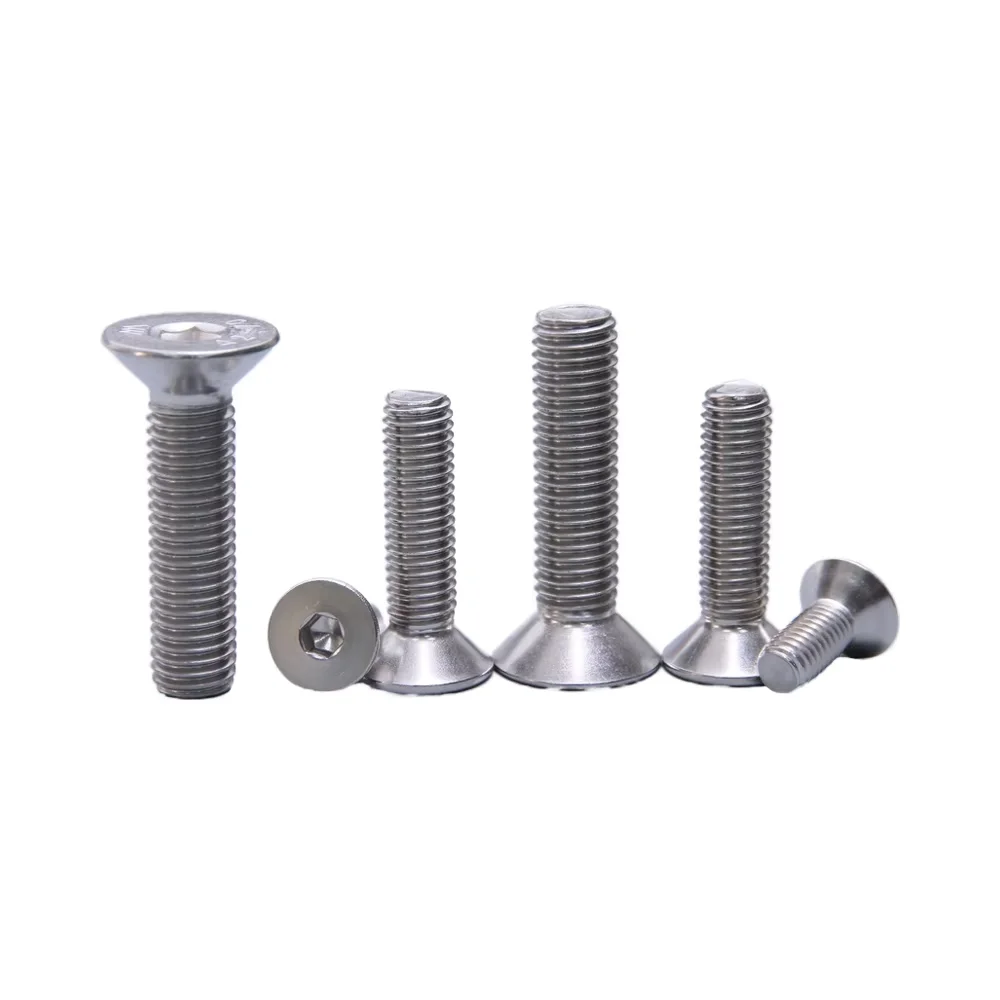 M2-12 Din7991 Stainless Steel Hexagon Socket Countersunk Head Screws CSK Machine Screw SS304 SS316 Hex Head Inch Metric