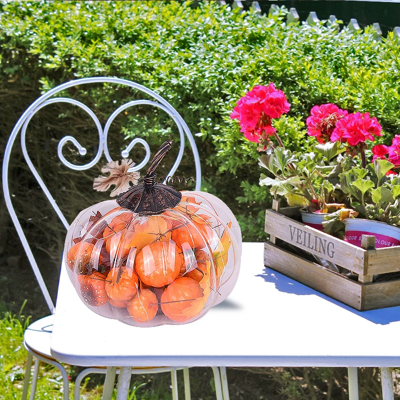 OEM customized Transparent pumpkin shape lantern solar lantern Built in pumpkin model garden decorative solar lantern