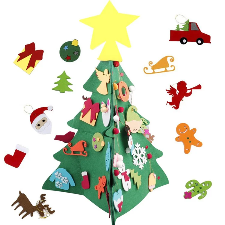 Christmas trees ornaments Felt christmas trees for kids handmade toys diy Felt fabric toys christmas tree
