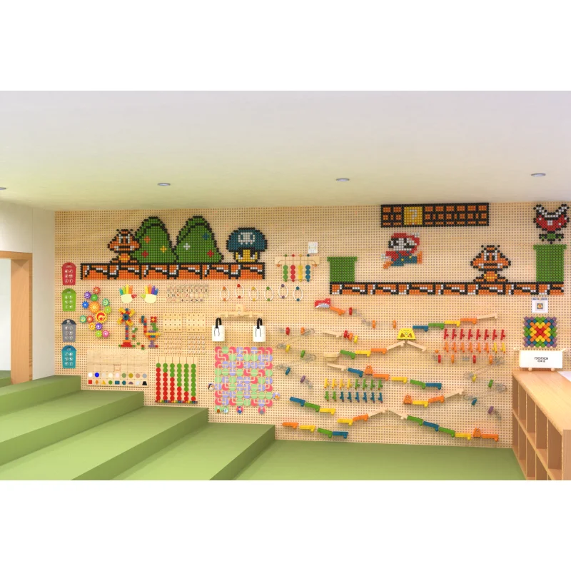 New Arrival Learning Activity Busy Board Wooden Running Ball Games Wooden Wall Mounted Stem Toys for Children