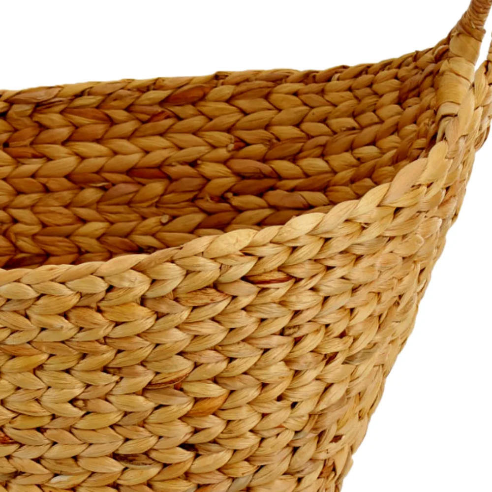 OEM ODM Wholesale Handmade Wicker Boat-Shaped Water Hyacinth Basket Natural Color Ready To Ship From Viet Nam