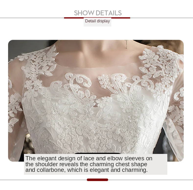 
New shoulder lace wedding dress long tail wedding dress large size wholesale wedding dress 