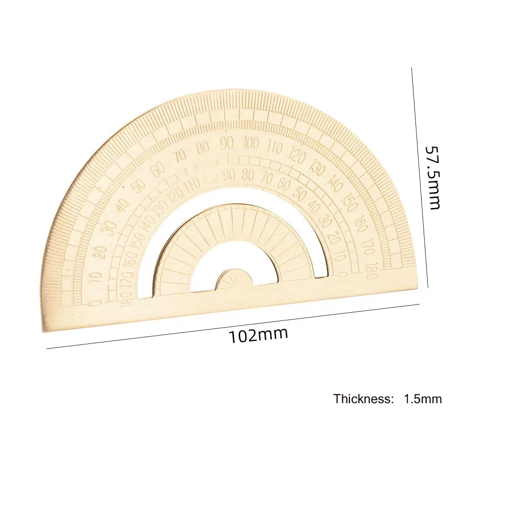 Wholesale stationery math geometry gift metal brass straight ruler protractor and triangle ruler