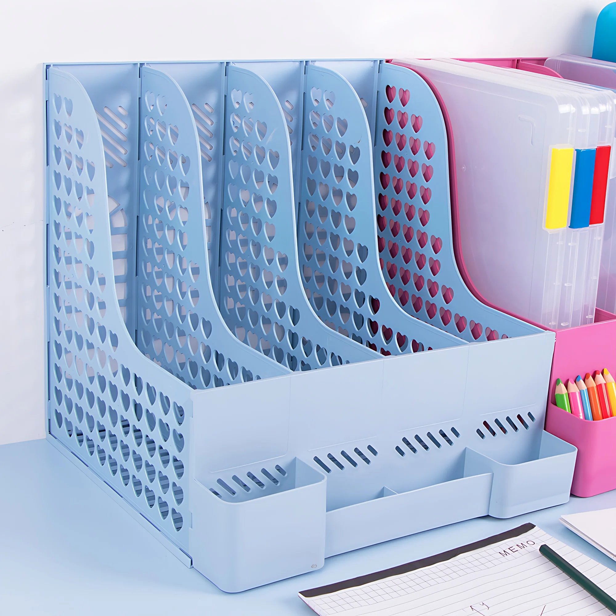 SUNSHING A4 File Organizer Clipboard Magazine Rack Table Document Book File Tray 4 Layers Magazine Holder Plastic Folder