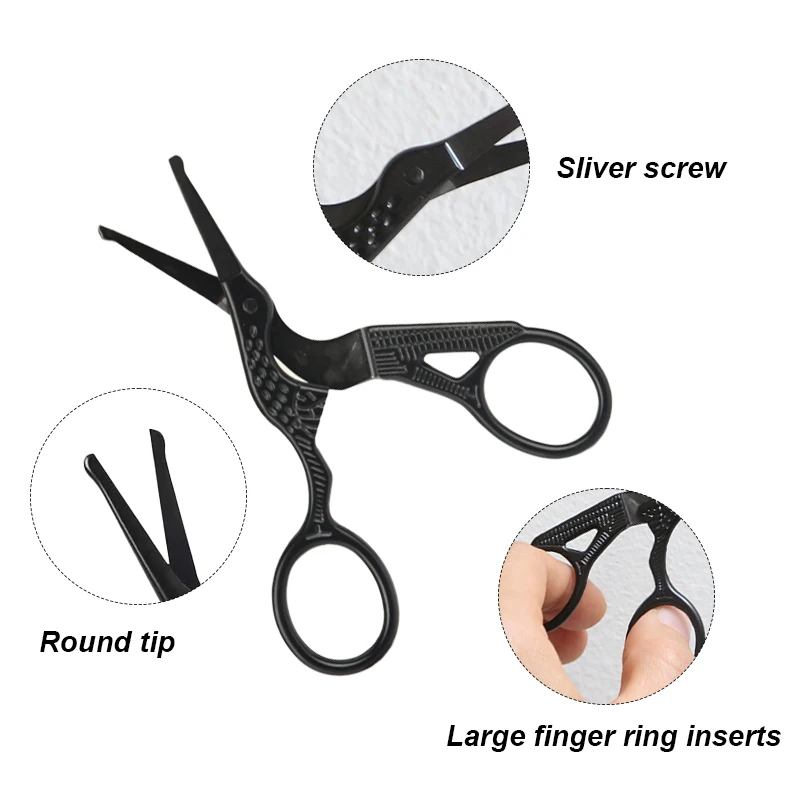 Professional Stainless Steel Rounded Tip Cuticle Scissors Vintage Stork Beauty Grooming Scissors For Eyebrow Nose Hair