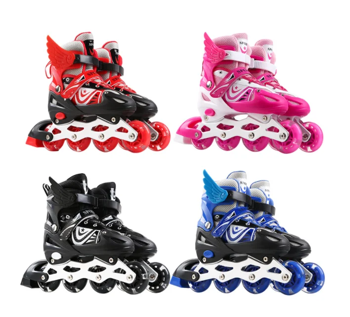 Оптовая продажа пара высокого качества роликовых коньков с нашивкой «Крылья», 4-колесный скейтборд, катания на роликовых коньках обувь для мальчиков и девочек, одежда для детей
