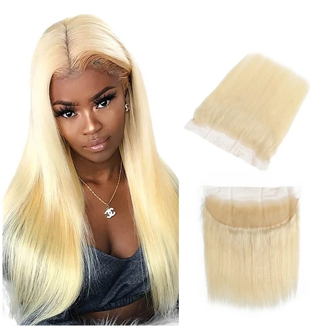 Customized 100 virgin Indian blonde bone straight lace frontals wholesale blonde human hair bundles with hd frontal