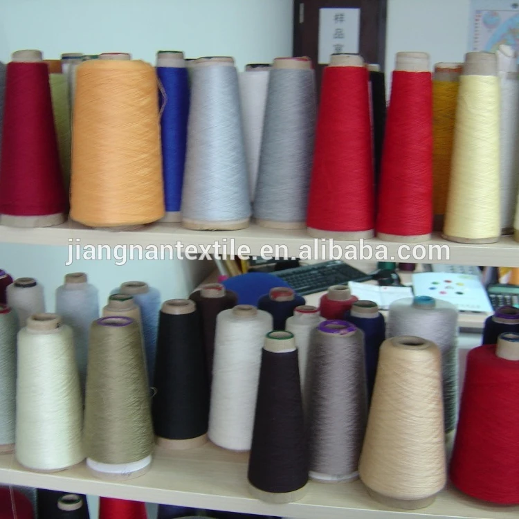 Recycled Polyester Dope Dyed yarn 24/2 Ne ring spinning weaving cone