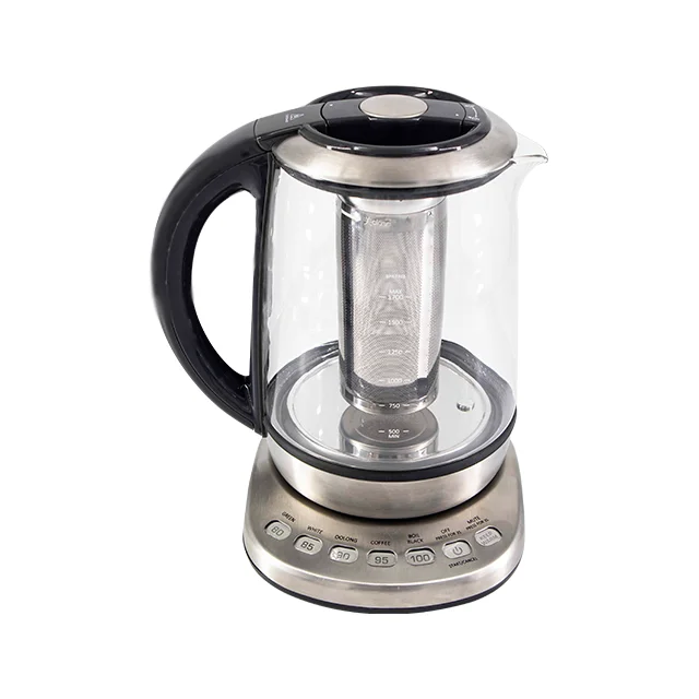 High-end 1.7l Multifunction Temperature Adjustable smart glass electric kettle for Hotel and family