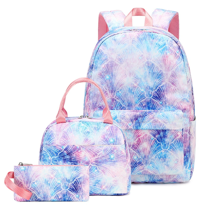 custom waterproof printing college back bags student school bag backpack set for girls kids 15 years and boite a lunch bag