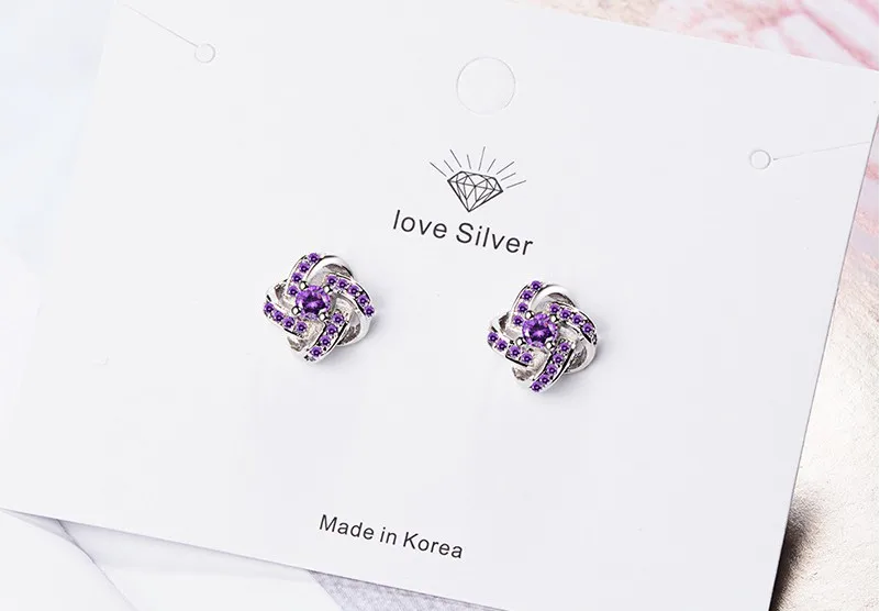 Eternal Star Korean Fashion Platinum High-End Diamonds Stud Earrings