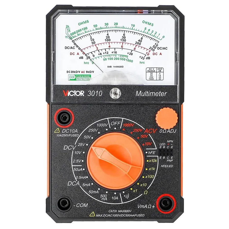 VICTOR 3010 Analog Multimeter OEM Manual Range DC AC 1000V 10A Audio Level Diode test multimeters
