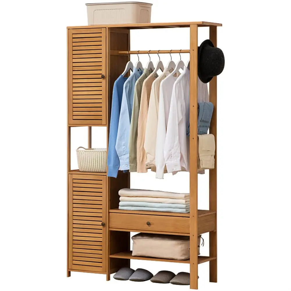 Portable wardrobe organizer coat hanger heavy clothes hanger bamboo wardrobe modern