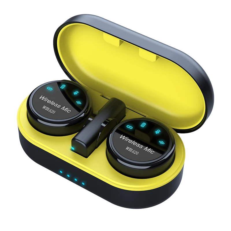 Wireless Magnetic Lapel Microphone professional cordless Lavalier mic with charging case for iphone Android cell phone