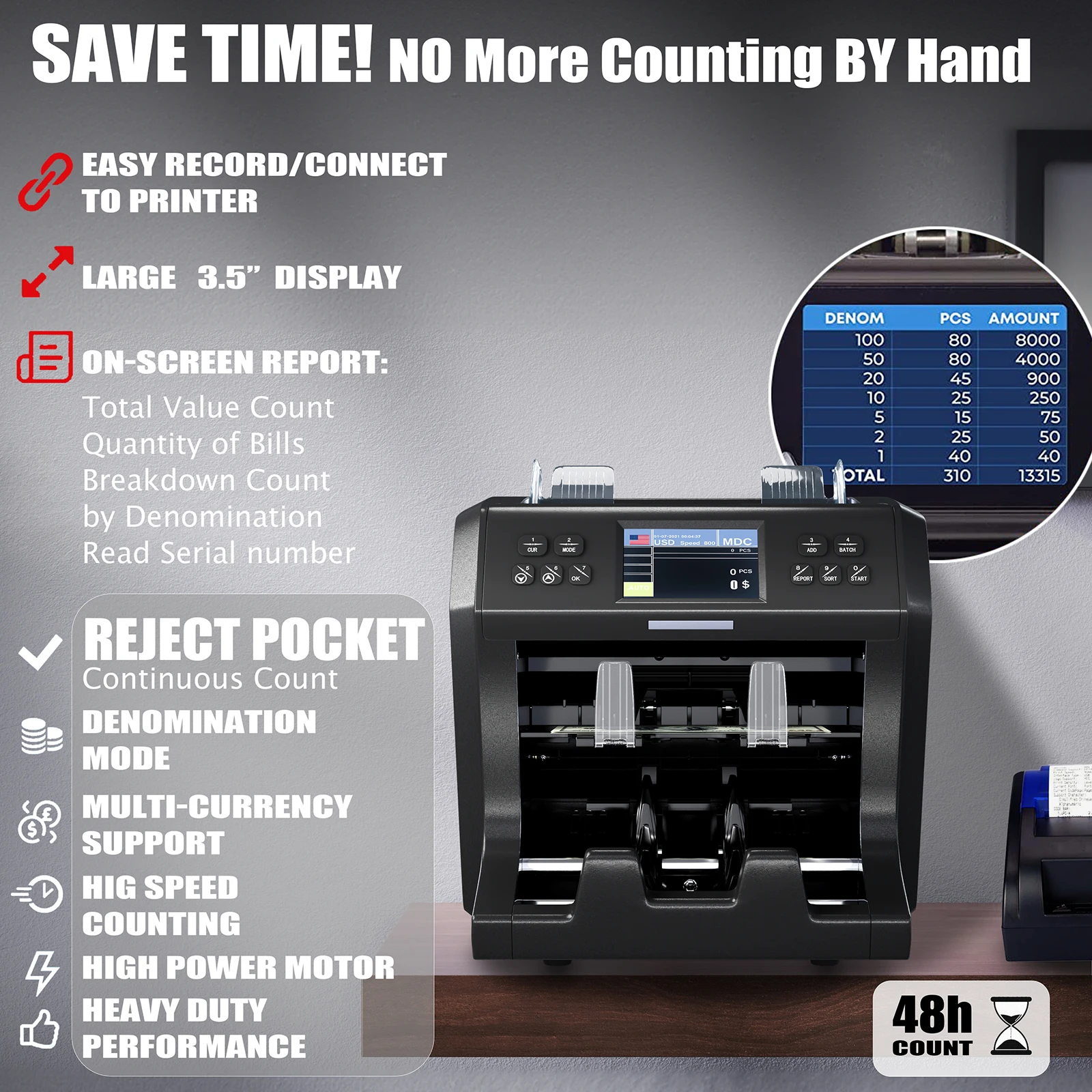WT-800  CIS mixed USD MXN GBP EURO CNY XOF XAF NGN currencies value cash note counting machine