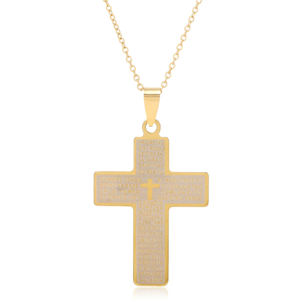 fashion 18k gold stainless steel jesus cross necklace for women wholesale NS10293