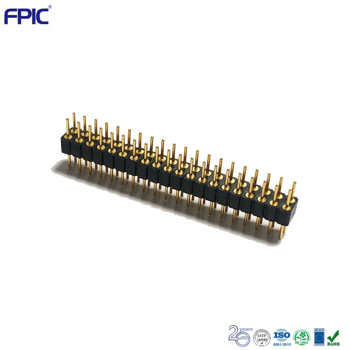  180 Degree DIP Full Gold Connector 2.54mm Pitch Dual Row Round Pin
