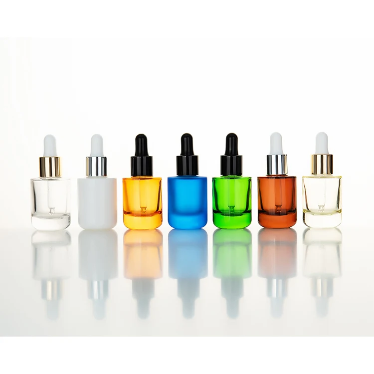 Luxury 20ml essential oil bottle with thick bottom colorful glass bottle with dropper and pipette