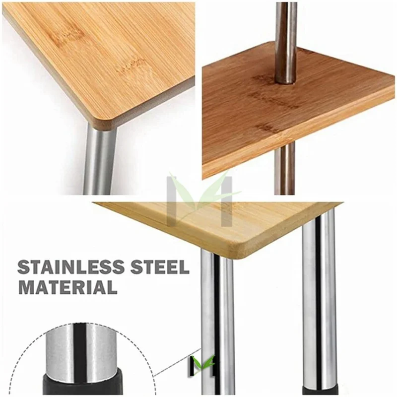 Kitchen Countertop Organizer Corner Shelf 3 Tier Bathroom Storage Display Shelves for Counter Bamboo Spice Rack