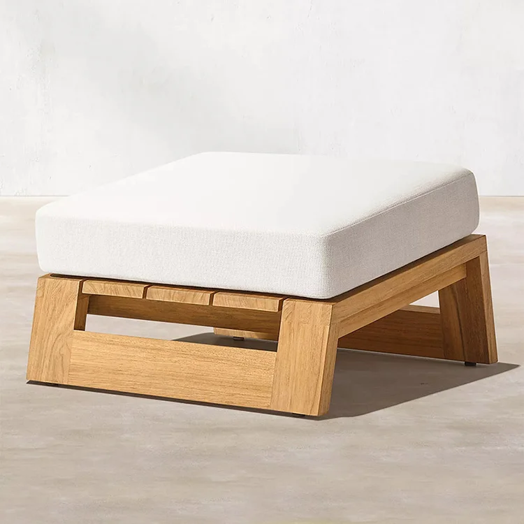 Wholesale Garden Furniture Modern Design Hotel Patio Leisure Low Footstool Waterproof Teak Wood Stools Ottomans