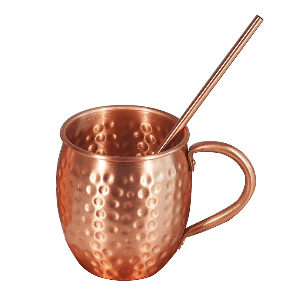 Медная Московская мюловая кружка, Московская чашка, кружка для пива из нержавеющей стали с соломинкой