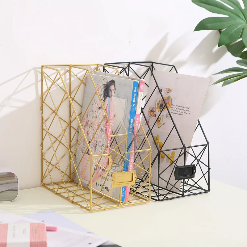 Bookcase File Shelves Metal Mesh Magazine Storage Holder Aesthetic Office Rack Desktop File Organizer