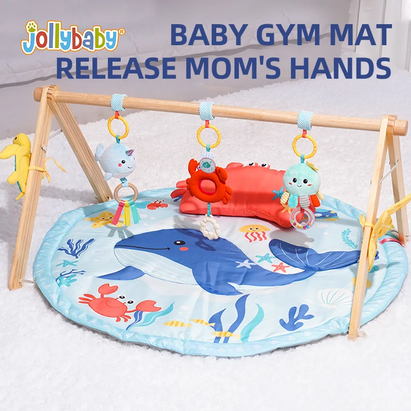 Baby Play Gym Activity Mat 5 Detachable Toys Newborn Infant Essentials  Tummy Time Mat Promote Skills Sensory Development Mat