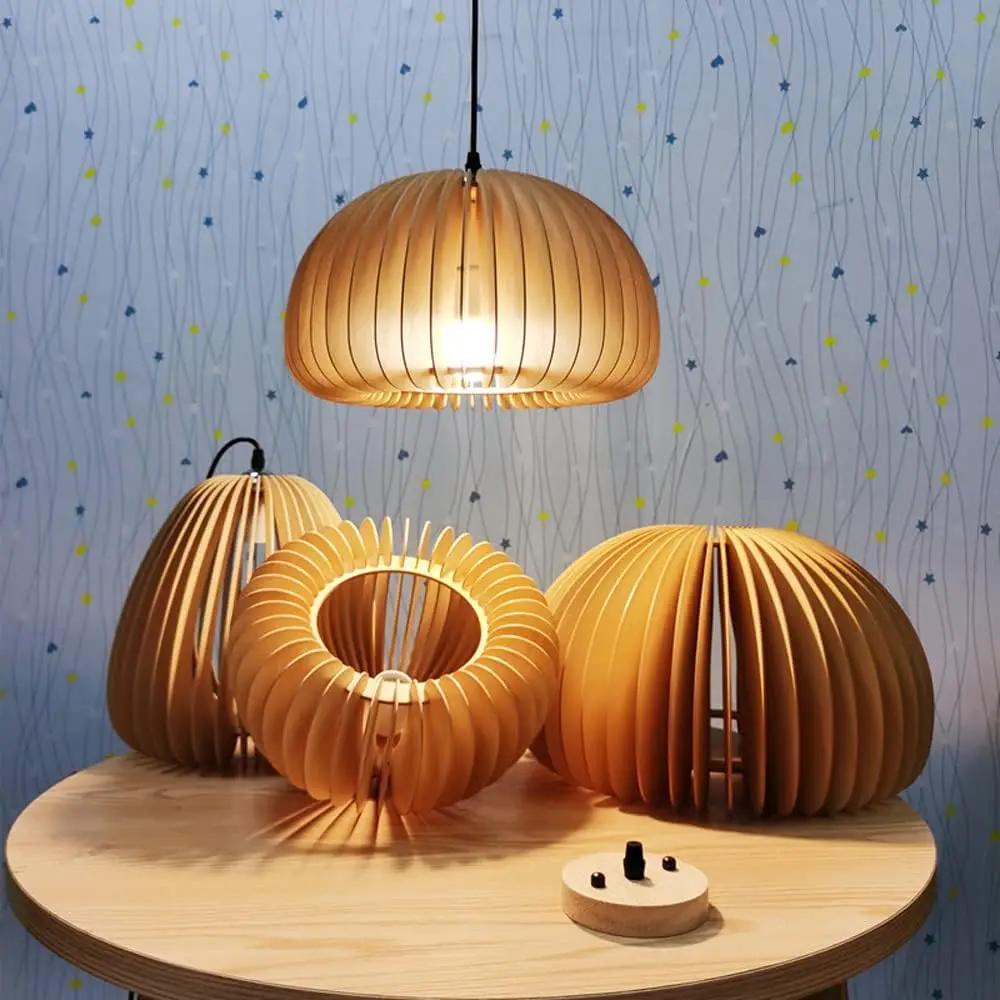 Modern Japanese style Creative Wooden Art Cage Lighting Tea House Restaurant Lamp Pendant Lights Pumpkin rattan chandelier
