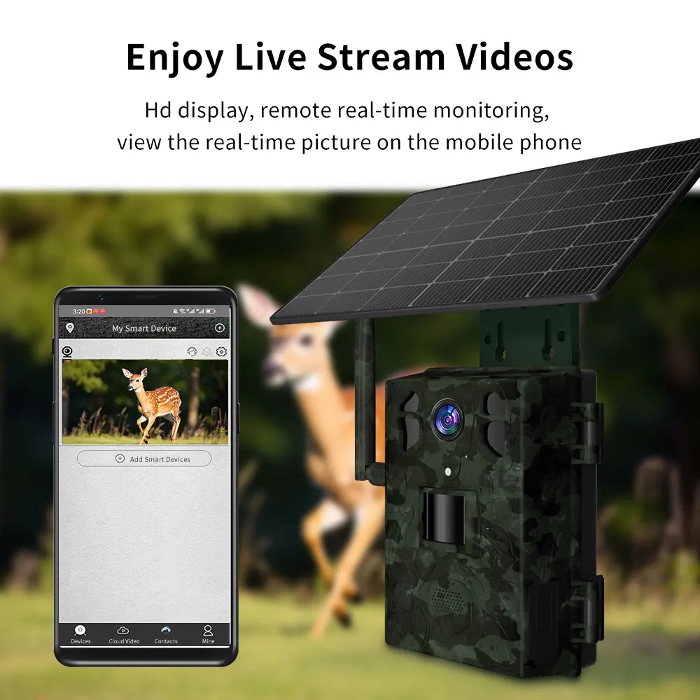 Ucon Trail Camera 4G Lte Hunting Camera SIM Wireless 940 No Glow Night Vision Camera For Hunting Green Camo With Solar Panel
