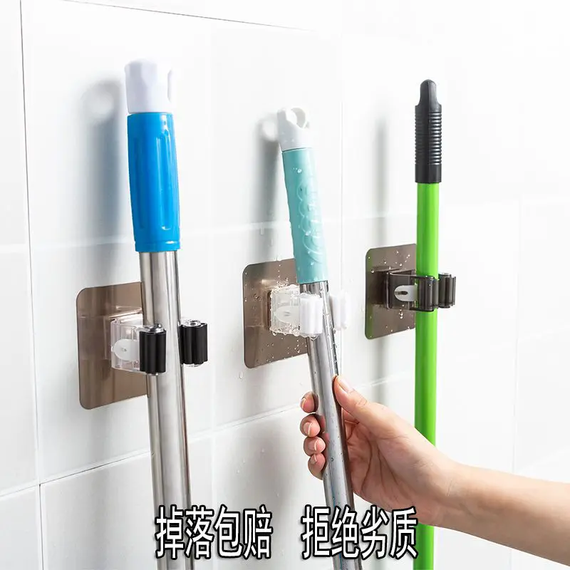 Wholesale Seamless Plastic Mop Clip Hook Holder Strong Non-Perforated Wall Hanger with Single Tier Dinnerware Type