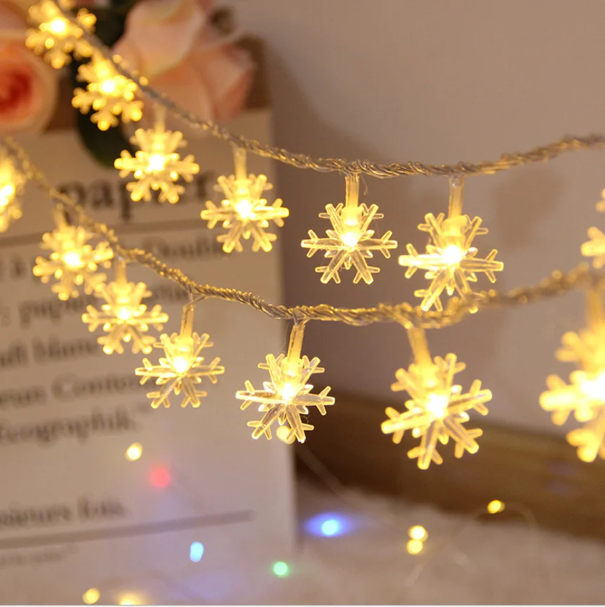 Garland Battery Operated Garden Holiday Light Snowflake Led String Fairy Lights For Wedding Christmas Room Party Decoration