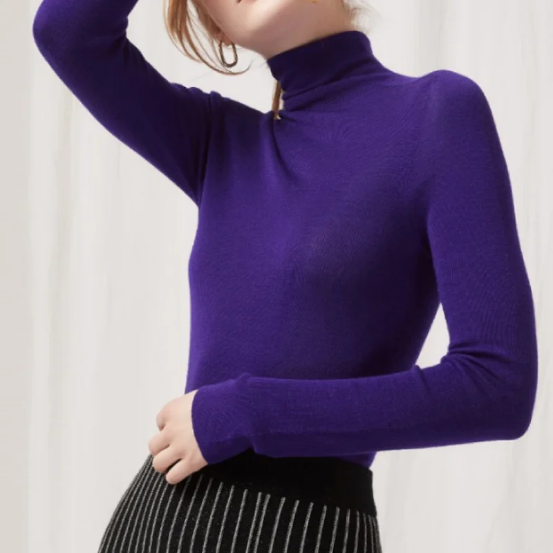Seamless wholegarment sweater wool turtleneck long sleeve pullover knitwear sweater for women Knitted clothes