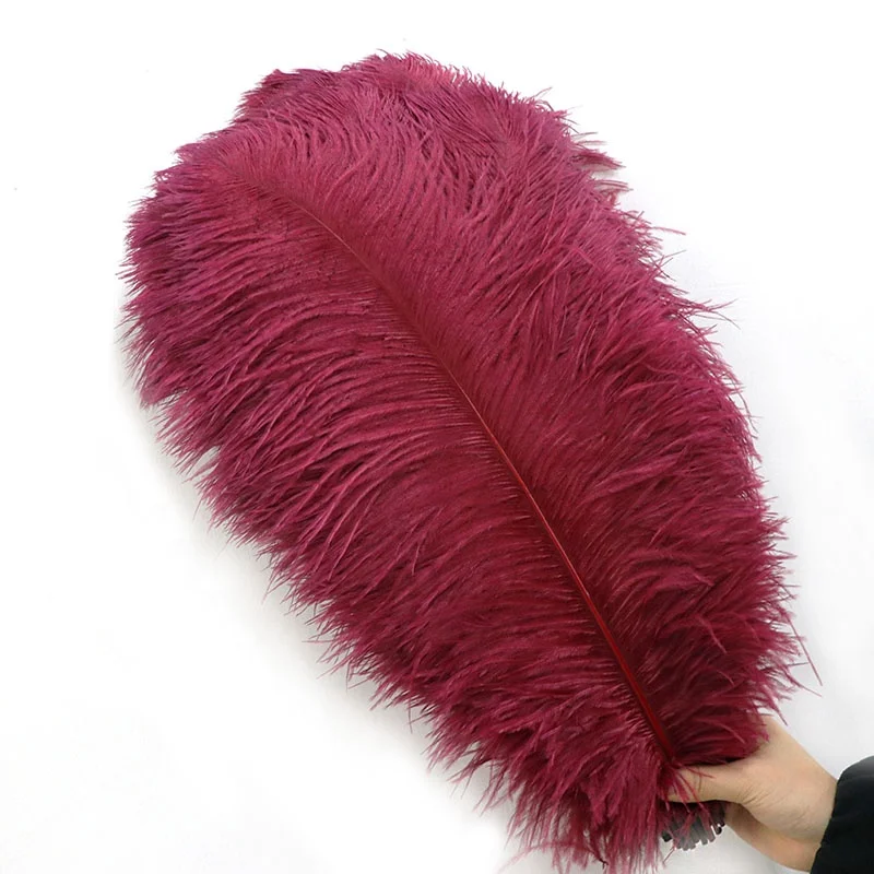 45-50CM wholesale cheap large black Ostrich Feathers High Quality Multi-Color Smooth Fluffy  fabric faux ostrich feathers red