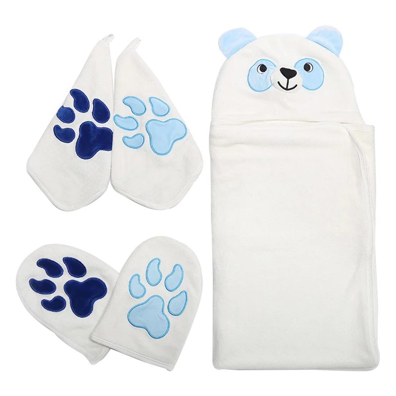 
Custom design cute artwork baby hooded towels cotton towel with ears 100% cotton set 