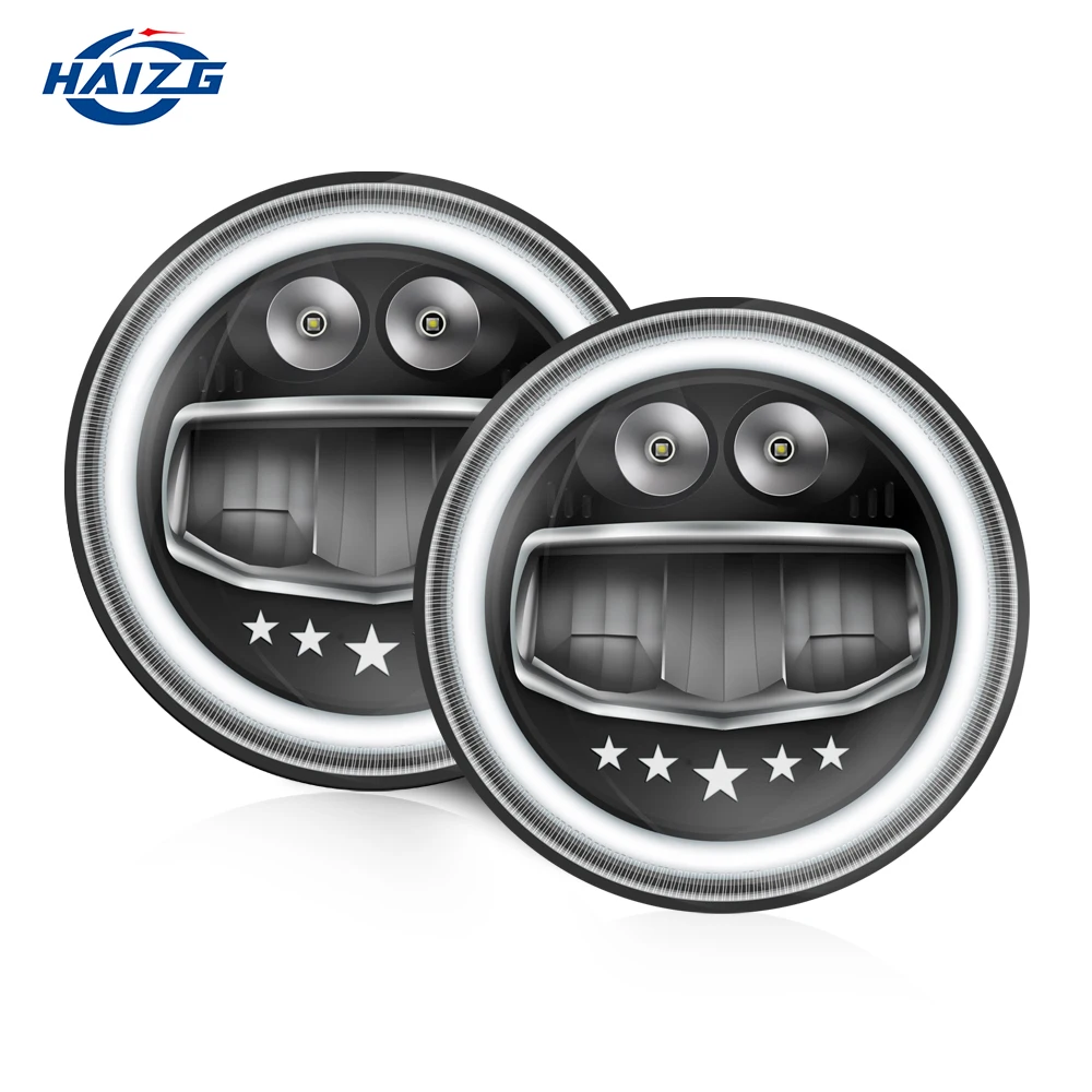 HAIZG Hot sell High /Low Beam light DRL Round Angel Eyes 12-80v Truck 7inch Led Headlights For Offroad