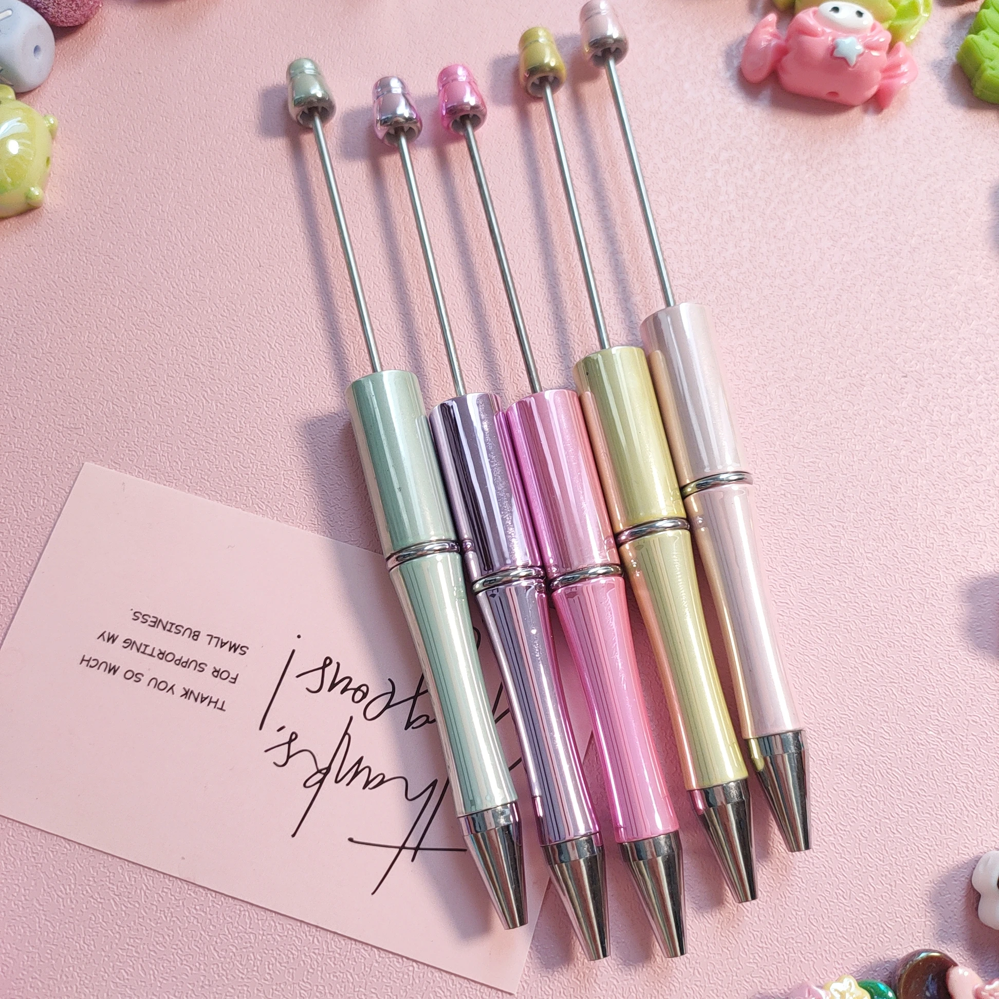 0 2024 Hot Selling Ballpoint Pen UV Electroplating Finished Decorative Beaded Gift Beaded DIY Plastic Ballpoint Pen