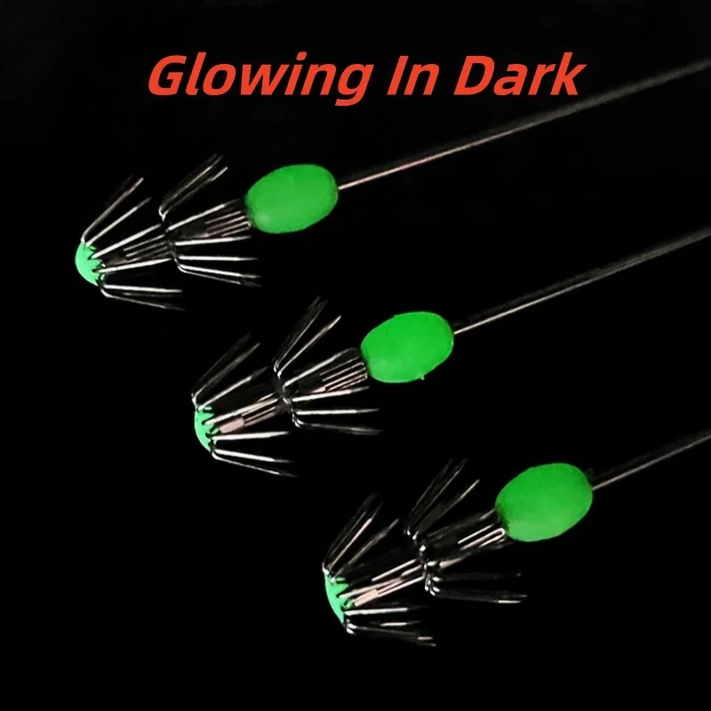 CHINA MADE Stainless Steel Double Layers Umbrella Hook Cuttlefish Octopus Fishing Luminous Jig Hooks Squid Lures Jig Hooks