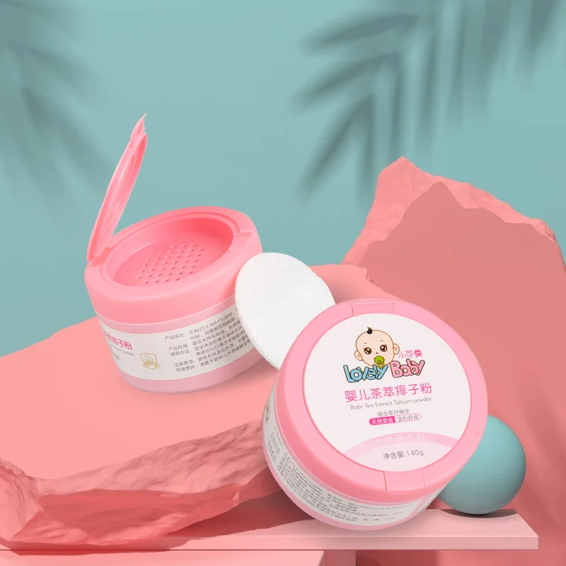 
 Частная торговая марка, Органический натуральный чай, крахмал, парфюмированный порошок для туалета, тальк, детский колючий тепловой порошок, детская пудра для ванны с буффами  