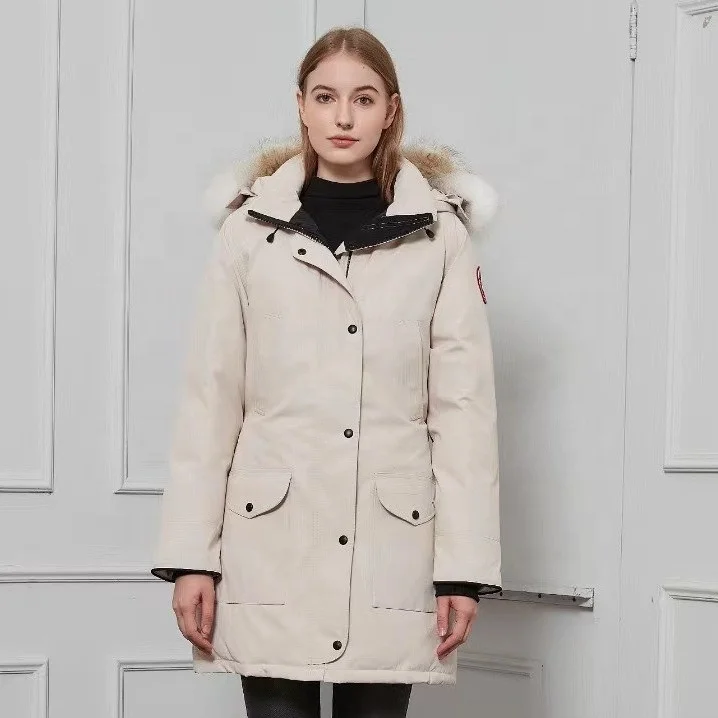 Fur american pop high quality new style hot sale canada women goose long down jacket wholesale outdoor mountaineering canada