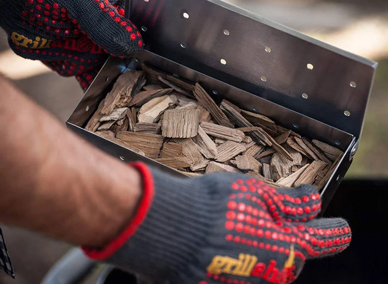 Washable Foldable Wood Chip Thicker Stainless Steel Barbecue Meat BBQ Smoking Smoker Box